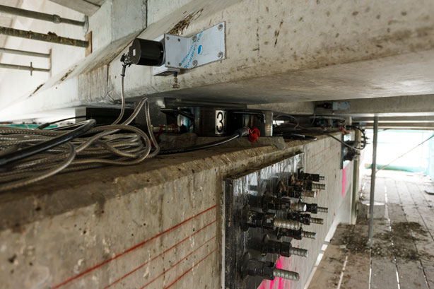 Jacks in place with stroke transducers